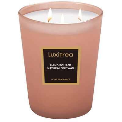 Glass Jar Lavender And Bergamot Candle For Stress Relief And Sleep Therapy‌