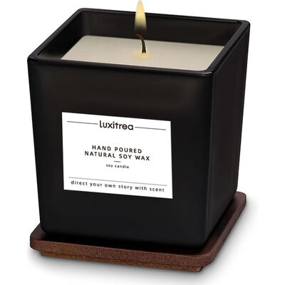 Luxitrea Candle 3 oz Meditation Yoga Black Amber Scented Candle Private Label Candle