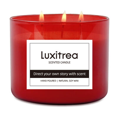 Luxitrea Candle Goji Berry Blood Orange  Fruit Aroma 3 Wicks Scented candles 10oz  Private Label Candle