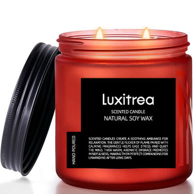 Scented Soy Wax Candle Pink Champagne Romantic Floral and Fruit Tune 11oz 2 Wick 70H Burn Time Luxitrea Candle