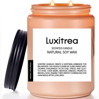 Luxitrea Candle Neutral Wood Modified Cedar Scented Candle 14oz 2 Wick 110 Hours Long Lasting Candle Scented Soy Wax Candle