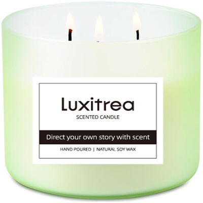 Luxitrea Candle  Fresh White Tea 3 Wicks Scented Candle 10 oz  Private Label Candle