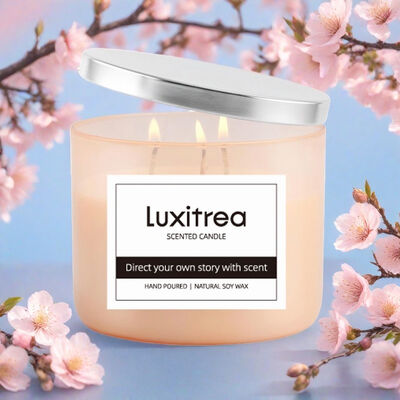 Luxitrea Candle  Significant sleep aid effect 10 oz  Private Label Candle  Black Tea Wooden Aroma 3 Wicks Scented Candle
