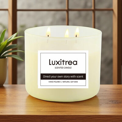 Luxitrea Candle  Private Label Candle  3 Wicks Scented Candle 10oz White peach  oolong fruit aroma  unique fragrance
