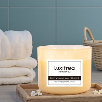 Luxitrea Candle   Mango and Peach 3 Wicks Scented Candle  10 oz Private Label Candle