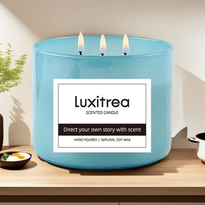 Luxitrea Candle  Blue Waltz 3 Wicks Scented Candle 10oz  Private Label Candle