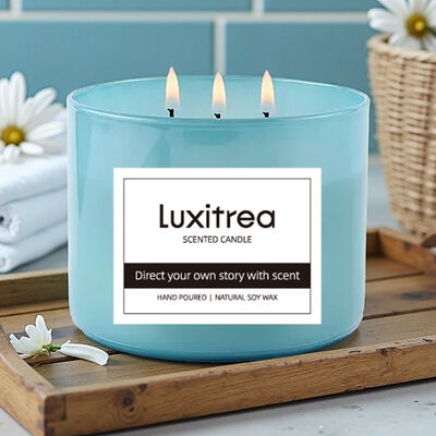 Luxitrea Candle  Blue Waltz 3 Wicks Scented Candle 10oz  Private Label Candle