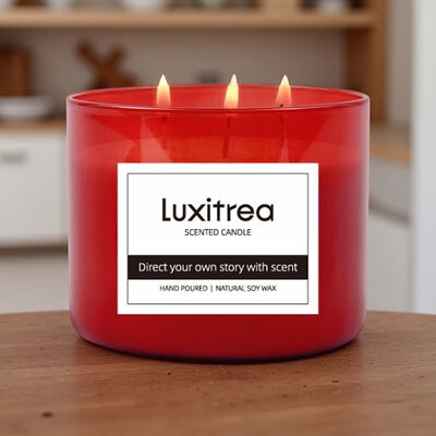 Luxitrea Candle Goji Berry Blood Orange  Fruit Aroma 3 Wicks Scented candles 10oz  Private Label Candle