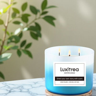 Pure healing fragrance under blue sky and white clouds Private Label Candle Luxitrea Candle 3 Wicks Scented Candle 10oz
