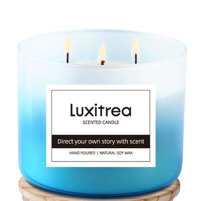 Pure healing fragrance under blue sky and white clouds Private Label Candle Luxitrea Candle 3 Wicks Scented Candle 10oz
