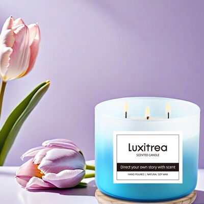 Pure healing fragrance under blue sky and white clouds Private Label Candle Luxitrea Candle 3 Wicks Scented Candle 10oz