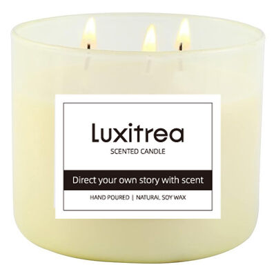 Luxitrea Candle  Private Label Candle  3 Wicks Scented Candle 10oz White peach  oolong fruit aroma  unique fragrance