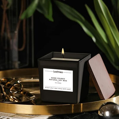 Luxitrea Candle 3 oz Meditation Yoga Black Amber Scented Candle Private Label Candle