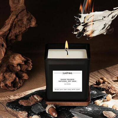 Luxitrea Candle 3 oz Meditation Yoga Black Amber Scented Candle Private Label Candle