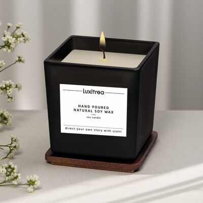 Luxitrea Candle 3 oz Meditation Yoga Black Amber Scented Candle Private Label Candle