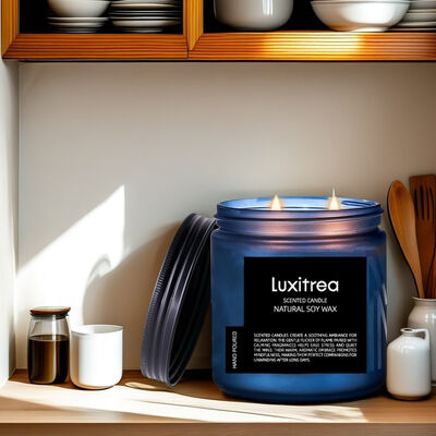 Customize Tea Scented Candle 2 Wick 70H Burn Time Soy Wax 11 Oz Candle