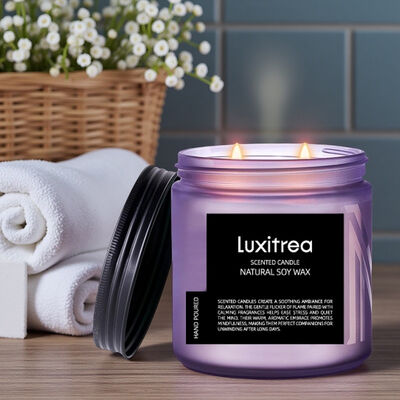 Luxitrea Candle Scented Soy Wax Candle 11oz 2 Wick 70H Burn Time Purple taro Scented Candle