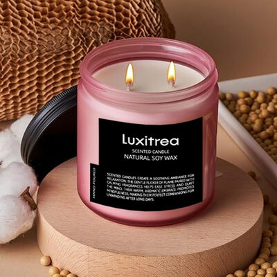 Luxitrea Candle Scented Soy Wax Candle 11oz 2 Wick 70H Burn Time Peppermint Rose Fresh and Fragrant Flavor