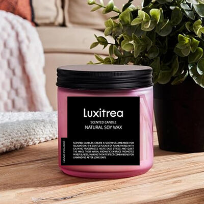Luxitrea Candle Scented Soy Wax Candle 11oz 2 Wick 70H Burn Time Peppermint Rose Fresh and Fragrant Flavor