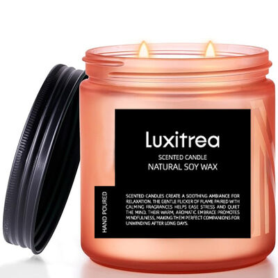 Luxitrea Candle White Peach Oolong Clear Sweet Fruit Tea Recipe 11 oz 2 Wick 70H Burn Time Scented Soy Wax Candle