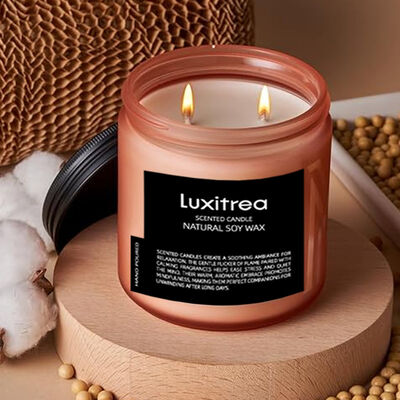 Luxitrea Candle White Peach Oolong Clear Sweet Fruit Tea Recipe 11 oz 2 Wick 70H Burn Time Scented Soy Wax Candle