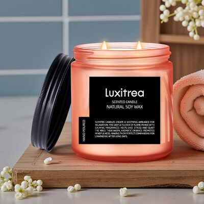 Luxitrea Candle White Peach Oolong Clear Sweet Fruit Tea Recipe 11 oz 2 Wick 70H Burn Time Scented Soy Wax Candle