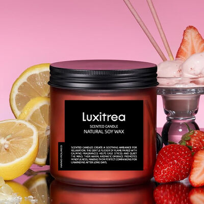 Scented Soy Wax Candle Pink Champagne Romantic Floral and Fruit Tune 11oz 2 Wick 70H Burn Time Luxitrea Candle