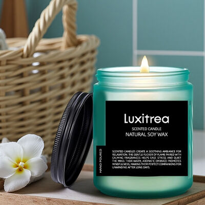 7oz Blue Wind Chime Soy Based Scented Candles Eco Friendly Easy Cleanup