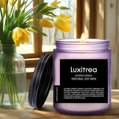 Luxitrea Scented Soy Wax Candle 7 Oz  Lor De Seraphine Valensole For Bedtime Relaxation