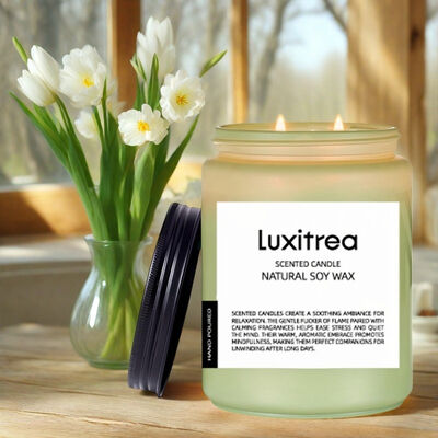 Luxitrea Candle Scented Soy Wax Candle 19 oz 2 Wick 110 Hours Long Lasting Candle Voluspa Blue Citrus and Whiplash Scented Candle