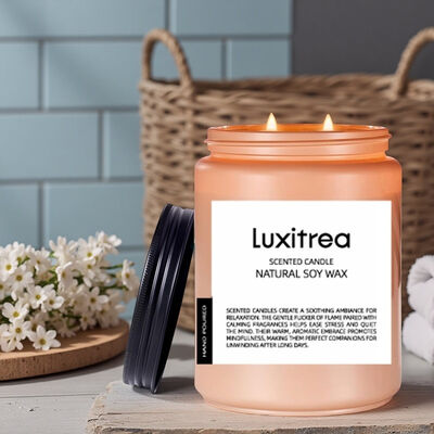 Luxitrea Candle Neutral Wood Modified Cedar Scented Candle 14oz 2 Wick 110 Hours Long Lasting Candle Scented Soy Wax Candle