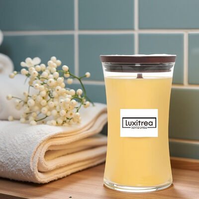 Tropical Fruit Mango Scented Candles Lead Free Round Shape With Cotton Wick