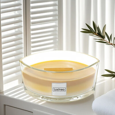 Single Wick Large Jar Candle Milk Scented Candle Crackles 16oz Luxitrea Glass Jar With Lid