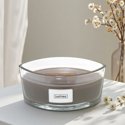 16 Oz Neutral Tobacco Agarwood Amber Scented Candle Glass Jar With Lid