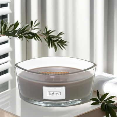 16 Oz Neutral Tobacco Agarwood Amber Scented Candle Glass Jar With Lid