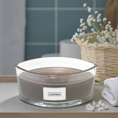 16 Oz Neutral Tobacco Agarwood Amber Scented Candle Glass Jar With Lid