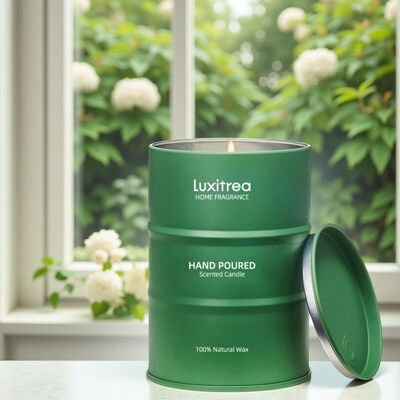 Hyacinth Tuberose Tin Scented Candle Natural Essential Oils Violet Scented Candle