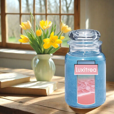 20 Oz Glass Bottle Candle For Peony Fruity Notes Lemon Aroma 80 Hours