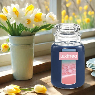 Amber Wood Bottled Up Scented Candles Soy Wax Vanilla Scented Candle Mango Coconut Strawberry