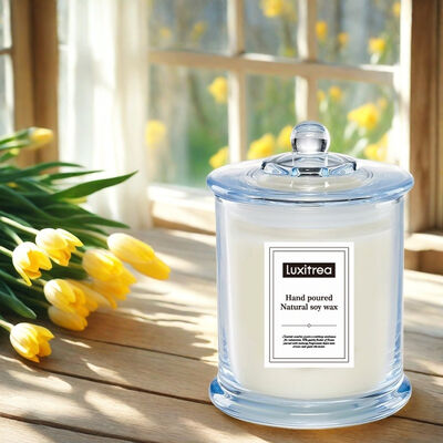 Lead-free Cotton Wick Glass Jar Scented Candle Pricerange 30 to 40 Suitable for Hotels Retail Shops and Wellness Centers