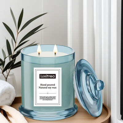 Handmade Soy Wax Candle Frosted Glass Jar Natural Scented Long Lasting Eco Friendly Candle Ideal for Home and Decoration