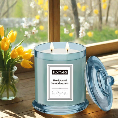 Handmade Soy Wax Candle Frosted Glass Jar Natural Scented Long Lasting Eco Friendly Candle Ideal for Home and Decoration