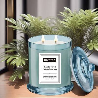 Handmade Soy Wax Candle Frosted Glass Jar Natural Scented Long Lasting Eco Friendly Candle Ideal for Home and Decoration