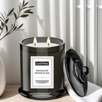 75 Hours 10oz Luxury Jar Candle Dark Grey Evening Jade Aromatherapy Soy Candles