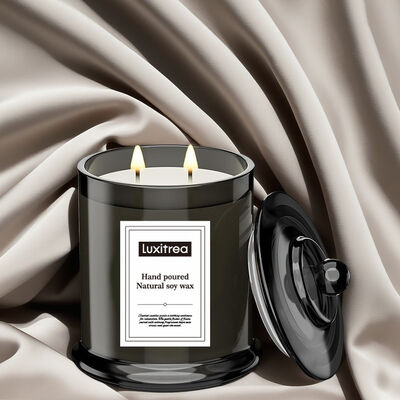 75 Hours 10oz Luxury Jar Candle Dark Grey Evening Jade Aromatherapy Soy Candles