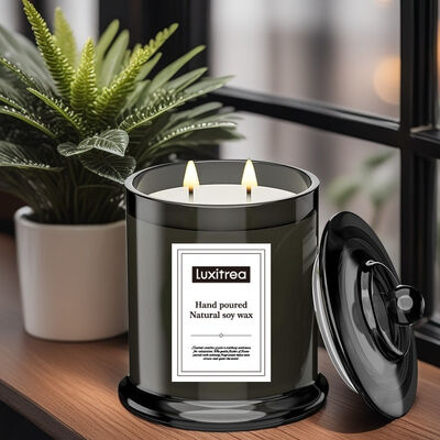 75 Hours 10oz Luxury Jar Candle Dark Grey Evening Jade Aromatherapy Soy Candles