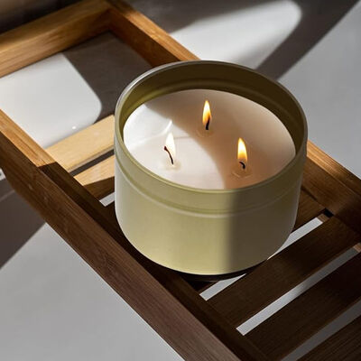 Bergamot Metal Jar Candle Muskmelon Misty Forest 80 Hours Long Burning Time 4 Oz